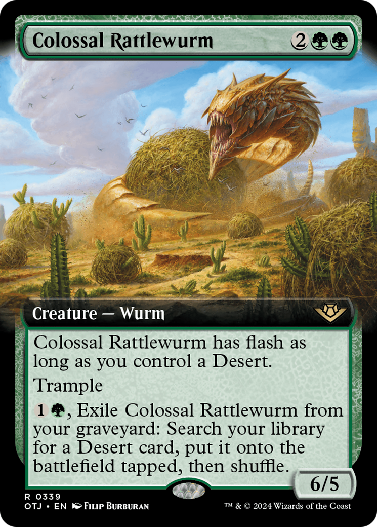 Colossal Rattlewurm (OTJ-339) - Outlaws of Thunder Junction: (Extended Art) Foil - Premium MTG Single from Wizards of the Coast - Just $0.49! Shop now at Game Crave Tournament Store
