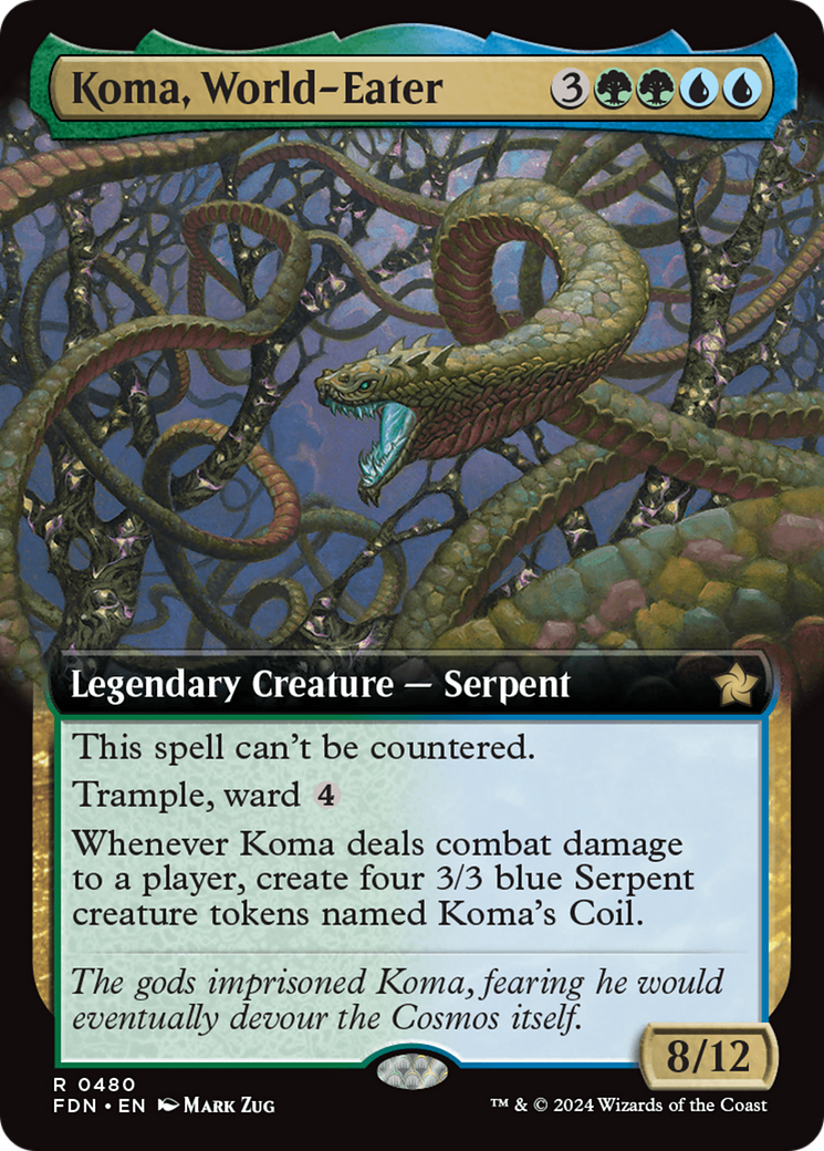 Koma, World-Eater (FDN-480) - Foundations: (Extended Art) - Premium MTG Single from Wizards of the Coast - Just $1.36! Shop now at Game Crave Tournament Store