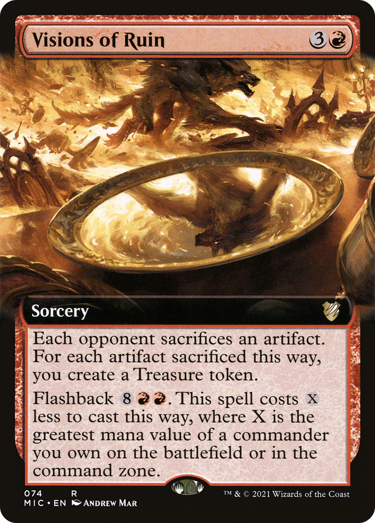 Visions of Ruin (MIC-074) - Midnight Hunt Commander: (Extended Art) - Premium MTG Single from Wizards of the Coast - Just $0.17! Shop now at Game Crave Tournament Store