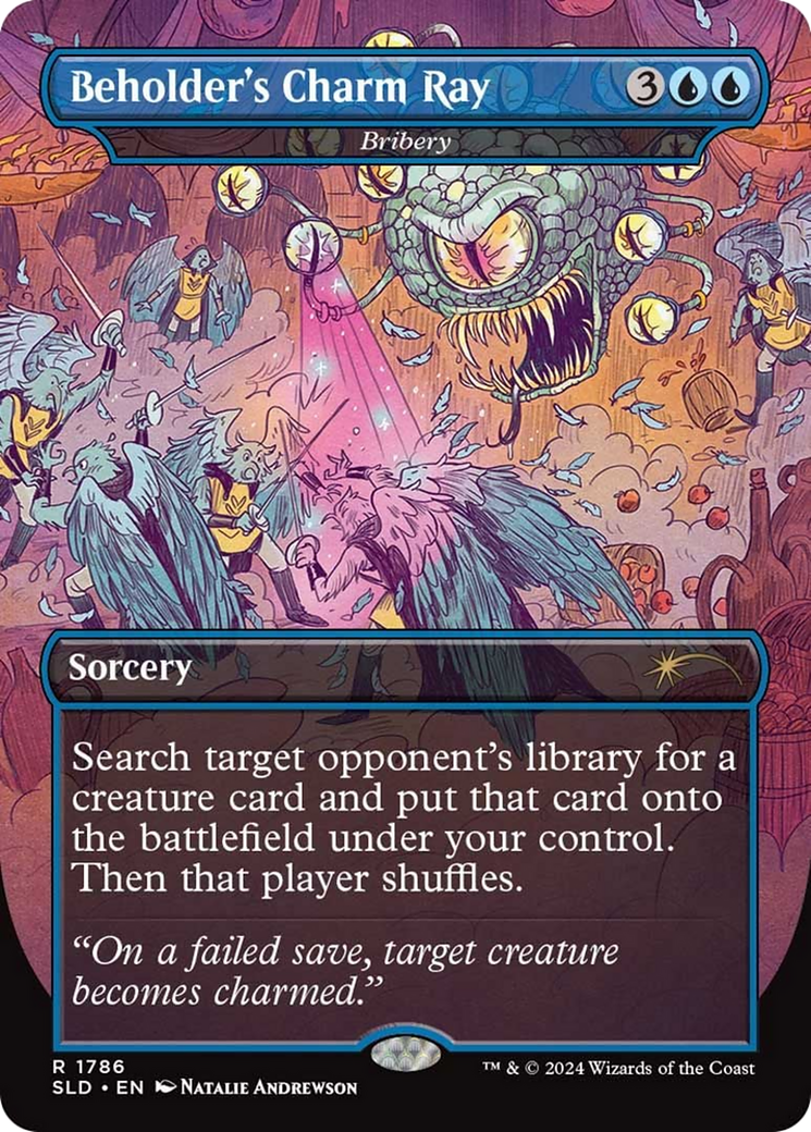 Bribery (SLD-1786) - Secret Lair Drop / Beholder's Charm Ray (Borderless) Foil - Premium MTG Single from Wizards of the Coast - Just $0! Shop now at Game Crave Tournament Store