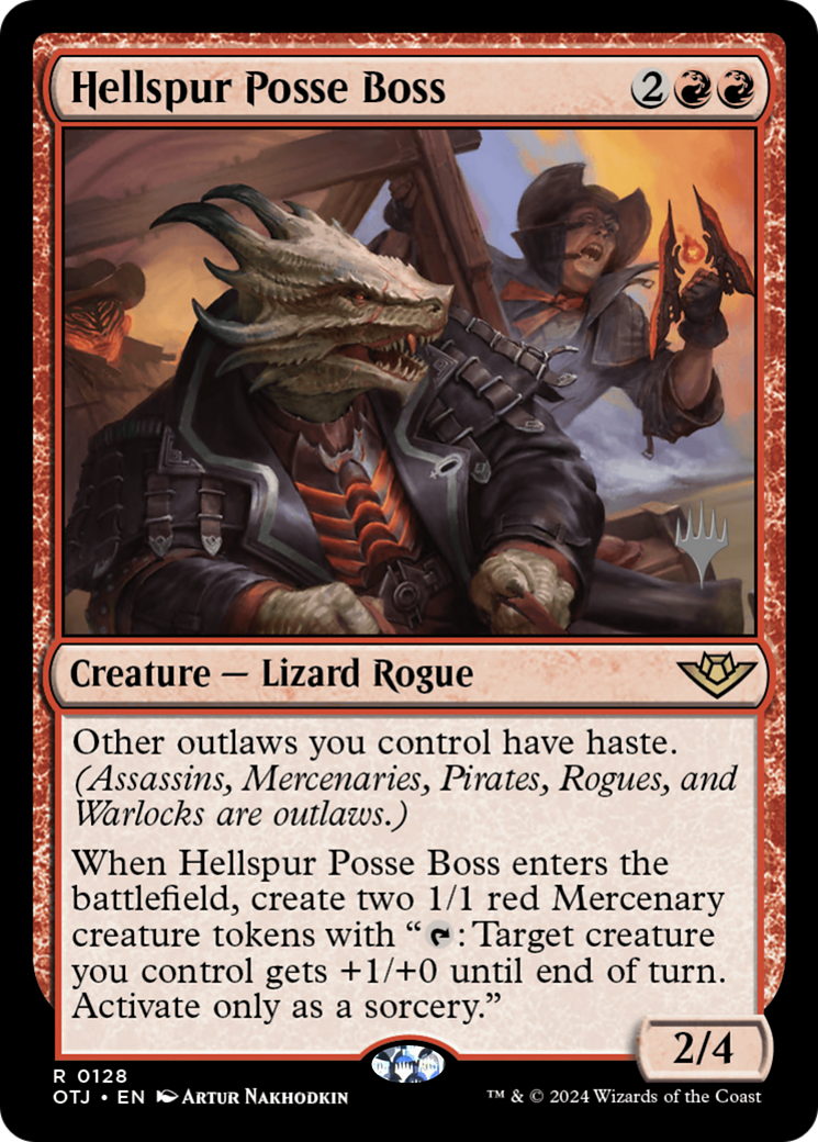 Hellspur Posse Boss (POTJ-128P) - Outlaws of Thunder Junction Promos - Premium MTG Single from Wizards of the Coast - Just $0.34! Shop now at Game Crave Tournament Store