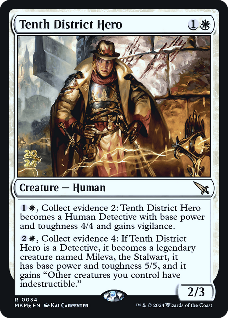 Tenth District Hero (PMKM-34S) - Murders at Karlov Manor Promos Foil - Premium MTG Single from Wizards of the Coast - Just $0.48! Shop now at Game Crave Tournament Store