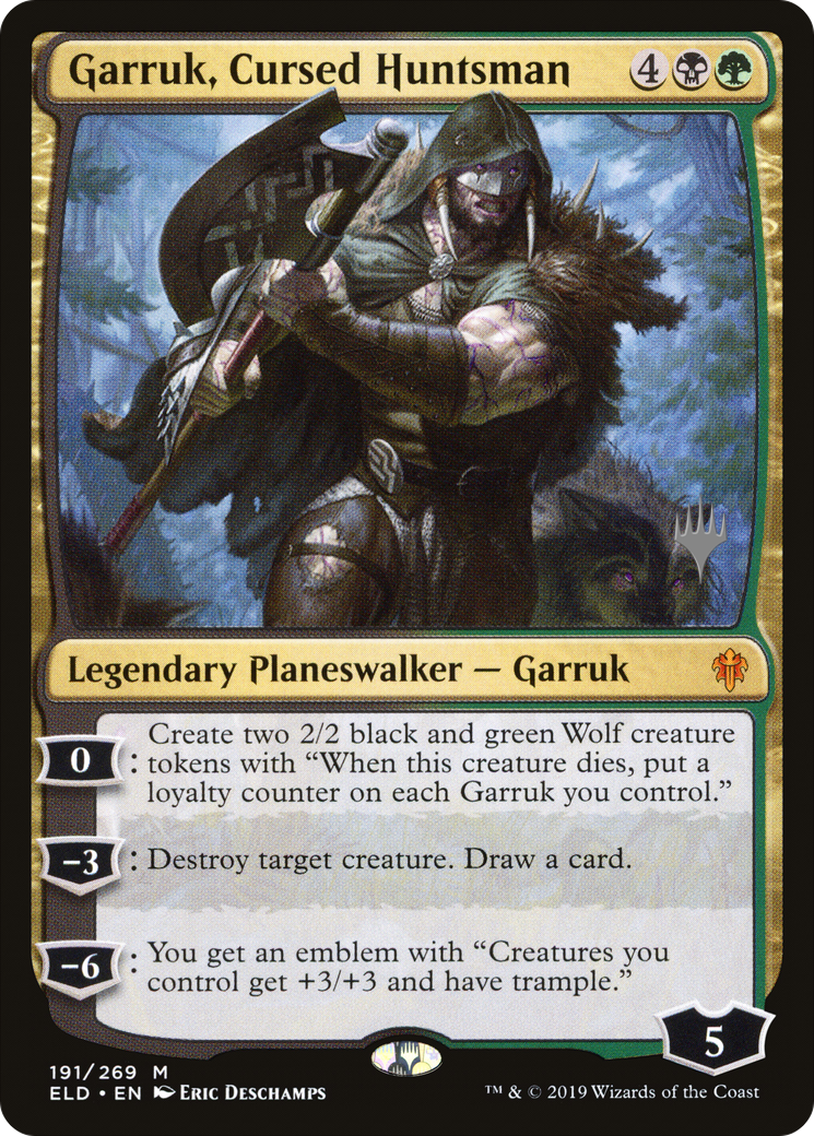 Garruk, Cursed Huntsman (PELD-191P) - Throne of Eldraine Promos