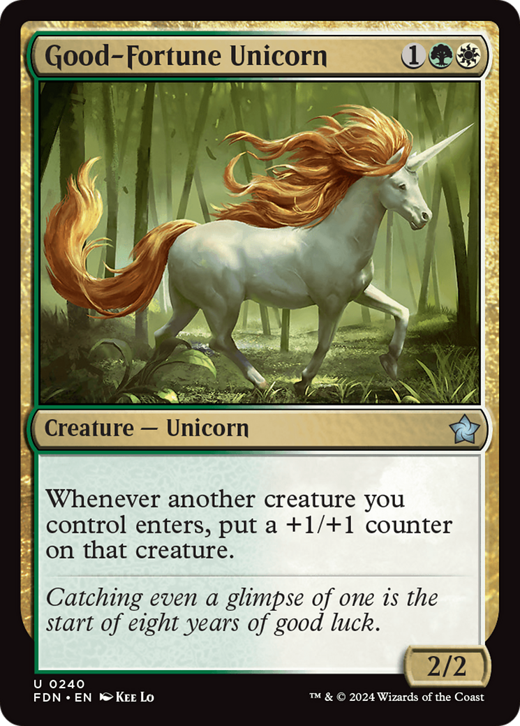 Good-Fortune Unicorn (FDN-240) - Foundations - Premium MTG Single from Wizards of the Coast - Just $0.25! Shop now at Game Crave Tournament Store