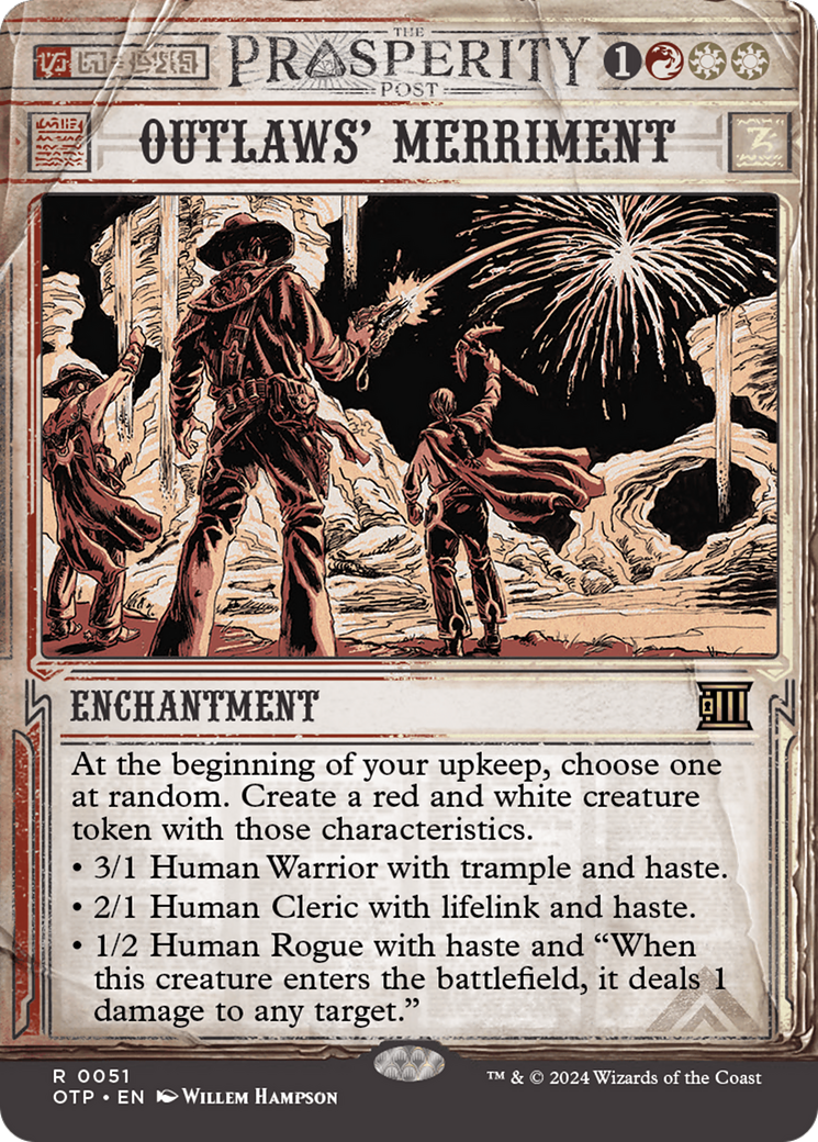 Outlaws' Merriment (OTP-051) - Breaking News: (Showcase) (Borderless) - Premium MTG Single from Wizards of the Coast - Just $0.25! Shop now at Game Crave Tournament Store
