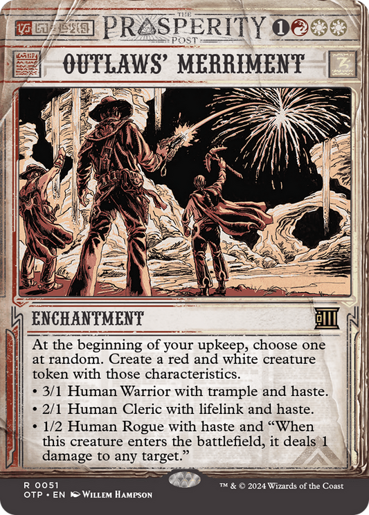 Outlaws' Merriment (OTP-051) - Breaking News: (Showcase) (Borderless) - Premium MTG Single from Wizards of the Coast - Just $0.25! Shop now at Game Crave Tournament Store