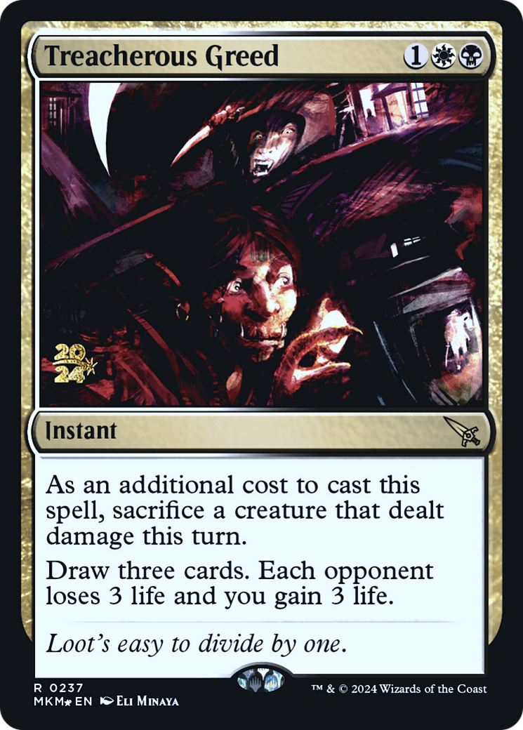 Treacherous Greed (PMKM-237S) - Murders at Karlov Manor Promos Foil - Premium MTG Single from Wizards of the Coast - Just $0.40! Shop now at Game Crave Tournament Store