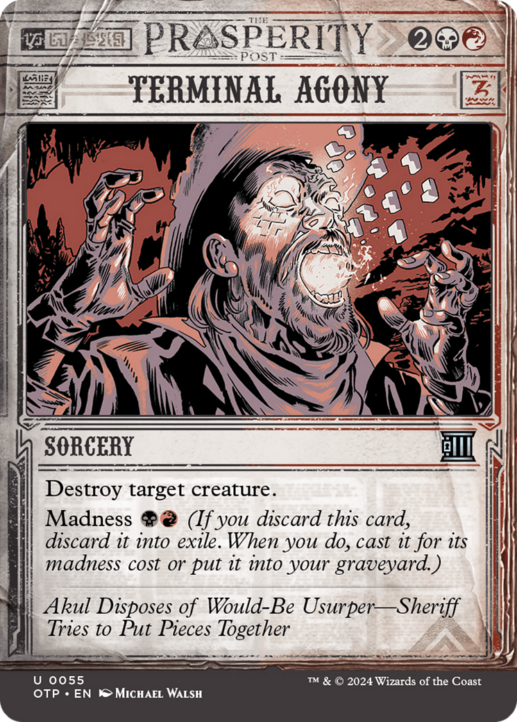Terminal Agony (OTP-055) - Breaking News: (Showcase) (Borderless) Foil - Premium MTG Single from Wizards of the Coast - Just $0.25! Shop now at Game Crave Tournament Store