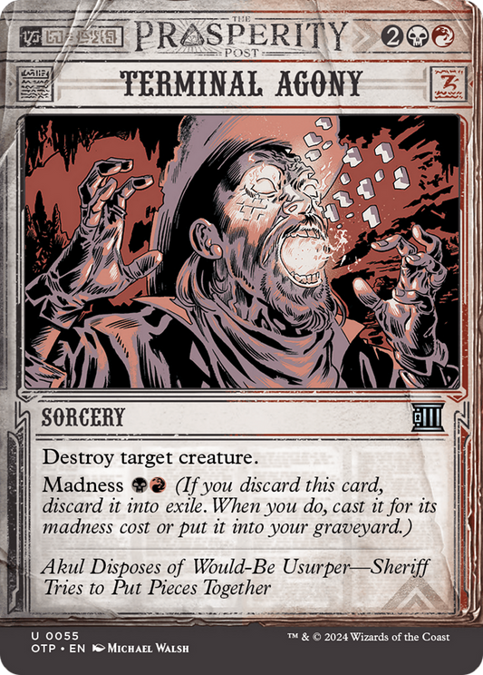 Terminal Agony (OTP-055) - Breaking News: (Showcase) (Borderless) - Premium MTG Single from Wizards of the Coast - Just $0.25! Shop now at Game Crave Tournament Store