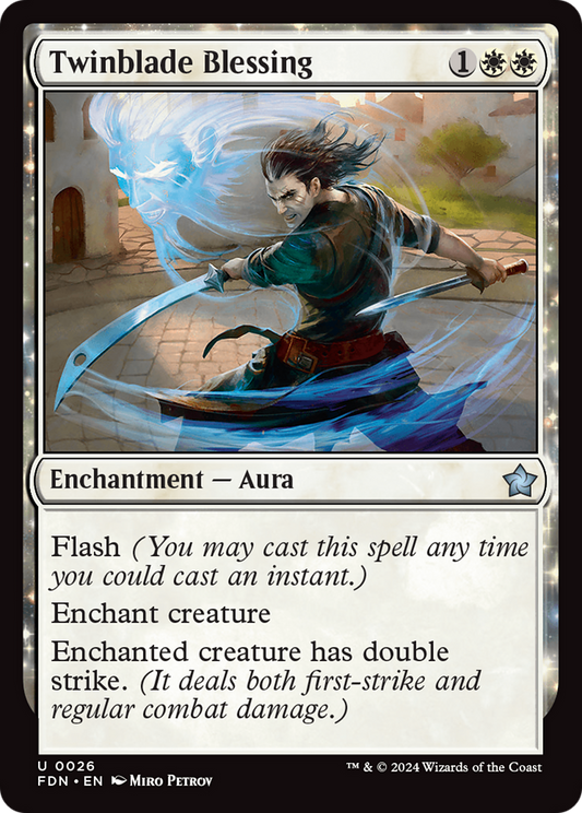 Twinblade Blessing (FDN-026) - Foundations Foil - Premium MTG Single from Wizards of the Coast - Just $0.25! Shop now at Game Crave Tournament Store