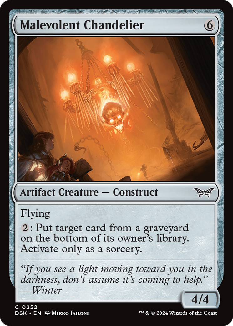Malevolent Chandelier (DSK-252) - Duskmourn: House of Horror - Premium MTG Single from Wizards of the Coast - Just $0.25! Shop now at Game Crave Tournament Store