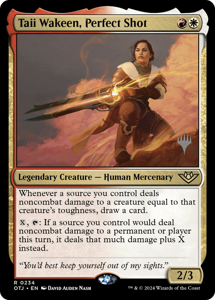 Taii Wakeen, Perfect Shot (POTJ-234P) - Outlaws of Thunder Junction Promos - Premium MTG Single from Wizards of the Coast - Just $0.27! Shop now at Game Crave Tournament Store