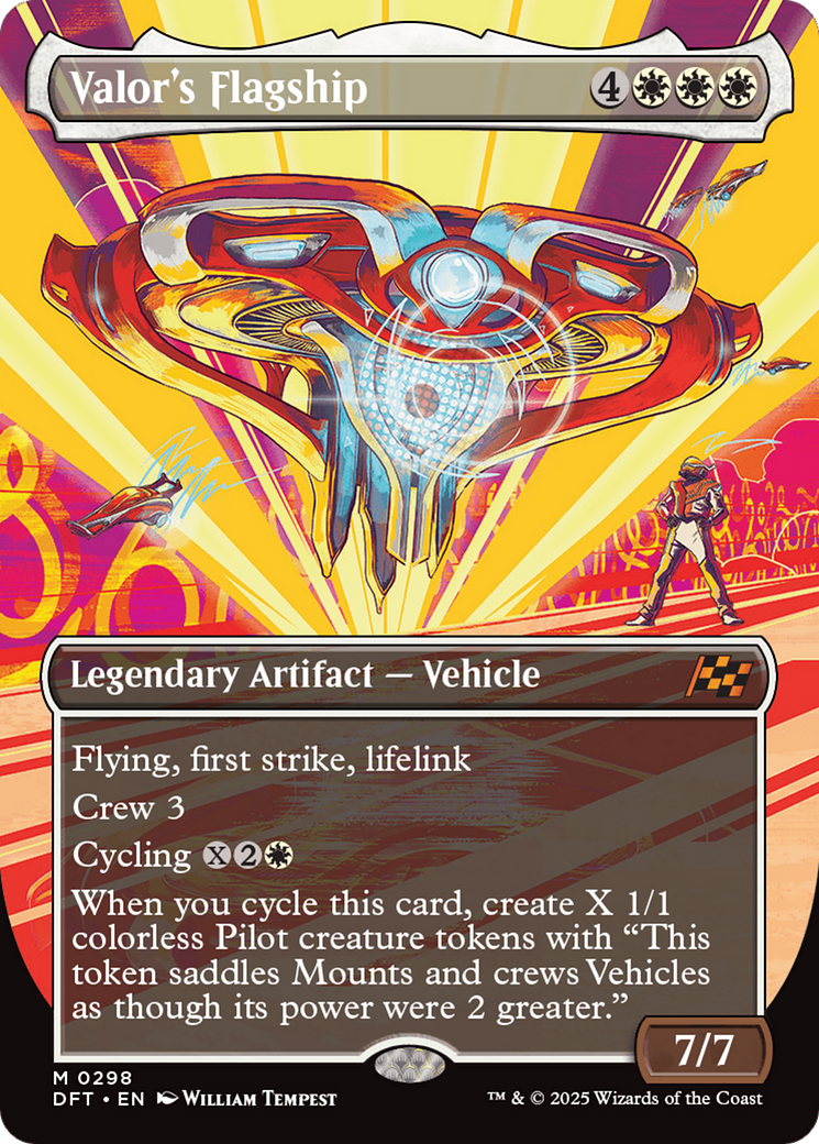 Valor's Flagship (Borderless) (DFT-298) - Aetherdrift Foil - Premium MTG Single from Wizards of the Coast - Just $0.43! Shop now at Game Crave Tournament Store
