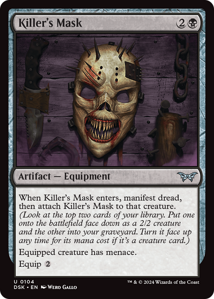 Killer's Mask (DSK-104) - Duskmourn: House of Horror - Premium MTG Single from Wizards of the Coast - Just $0.25! Shop now at Game Crave Tournament Store