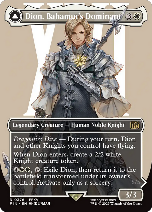 Dion, Bahamut's Dominant // Bahamut, Warden of Light (FIN-376) - FINAL FANTASY: (enchantment) (Borderless) - Premium MTG Single from Wizards of the Coast - Just $1.05! Shop now at Game Crave Tournament Store