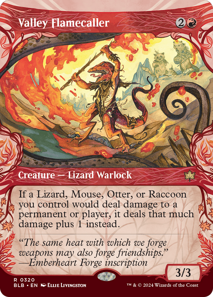 Valley Flamecaller (BLB-320) - Bloomburrow: (Showcase) Foil - Premium MTG Single from Wizards of the Coast - Just $0.30! Shop now at Game Crave Tournament Store