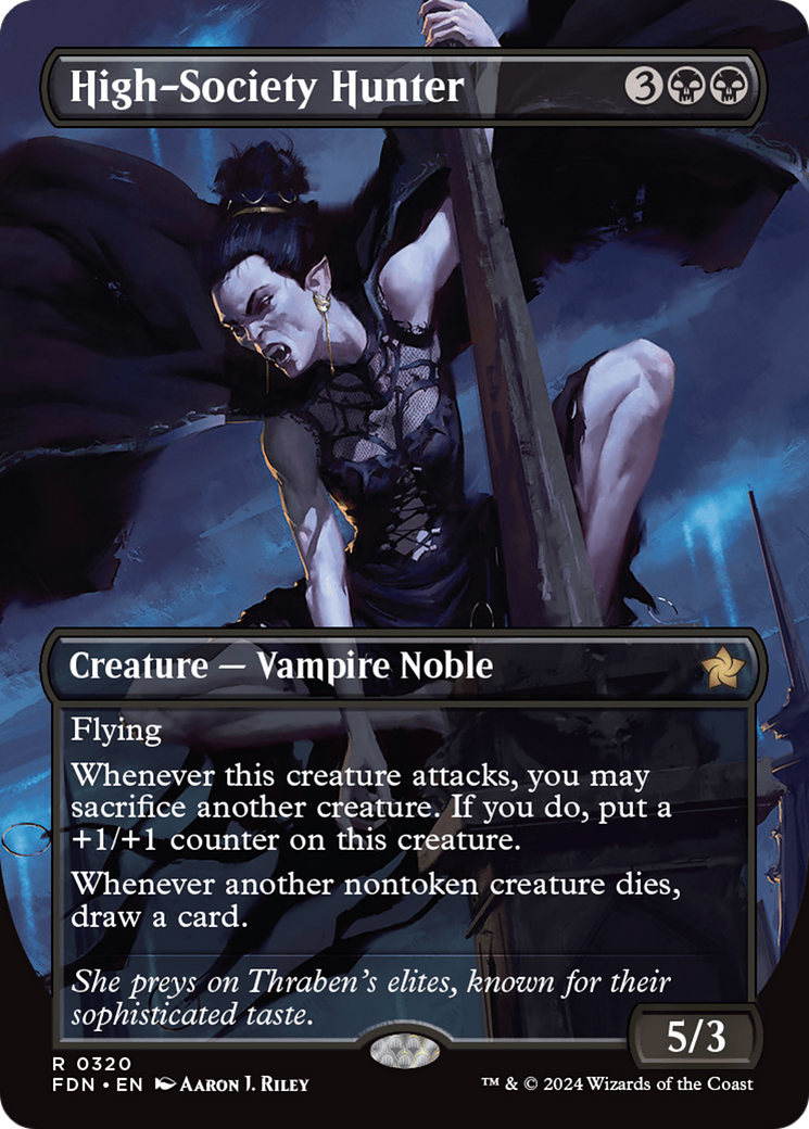 High-Society Hunter (FDN-320) - Foundations (Borderless) Foil - Premium MTG Single from Wizards of the Coast - Just $1.11! Shop now at Game Crave Tournament Store