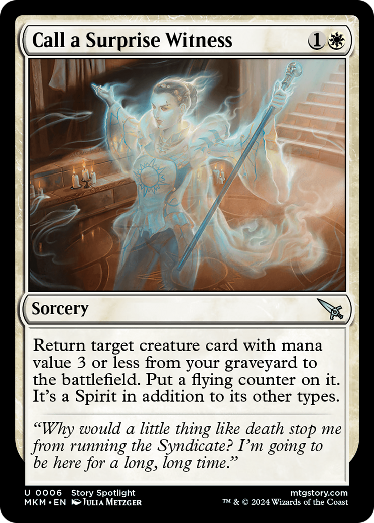 Call a Surprise Witness (MKM-006) - Murders at Karlov Manor - Premium MTG Single from Wizards of the Coast - Just $0.25! Shop now at Game Crave Tournament Store