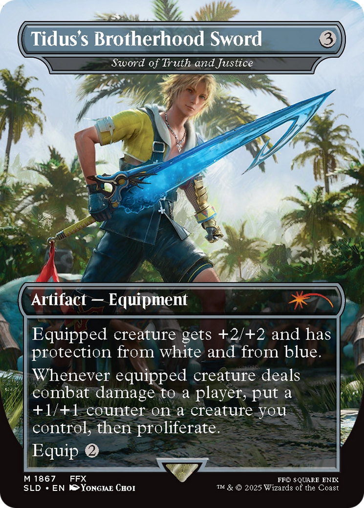 Sword of Truth and Justice (SLD-1867) - Secret Lair Drop / Tidus's Brotherhood Sword (Borderless) Foil