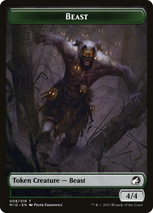 Beast (TMID-008) - Innistrad: Midnight Hunt Tokens Foil - Premium MTG Single from Wizards of the Coast - Just $0! Shop now at Game Crave Tournament Store