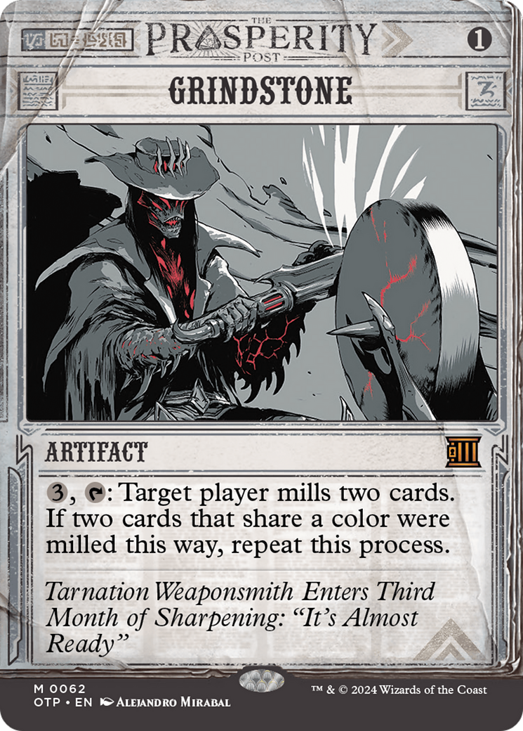 Grindstone (OTP-062) - Breaking News: (Showcase) (Borderless) - Premium MTG Single from Wizards of the Coast - Just $2.10! Shop now at Game Crave Tournament Store