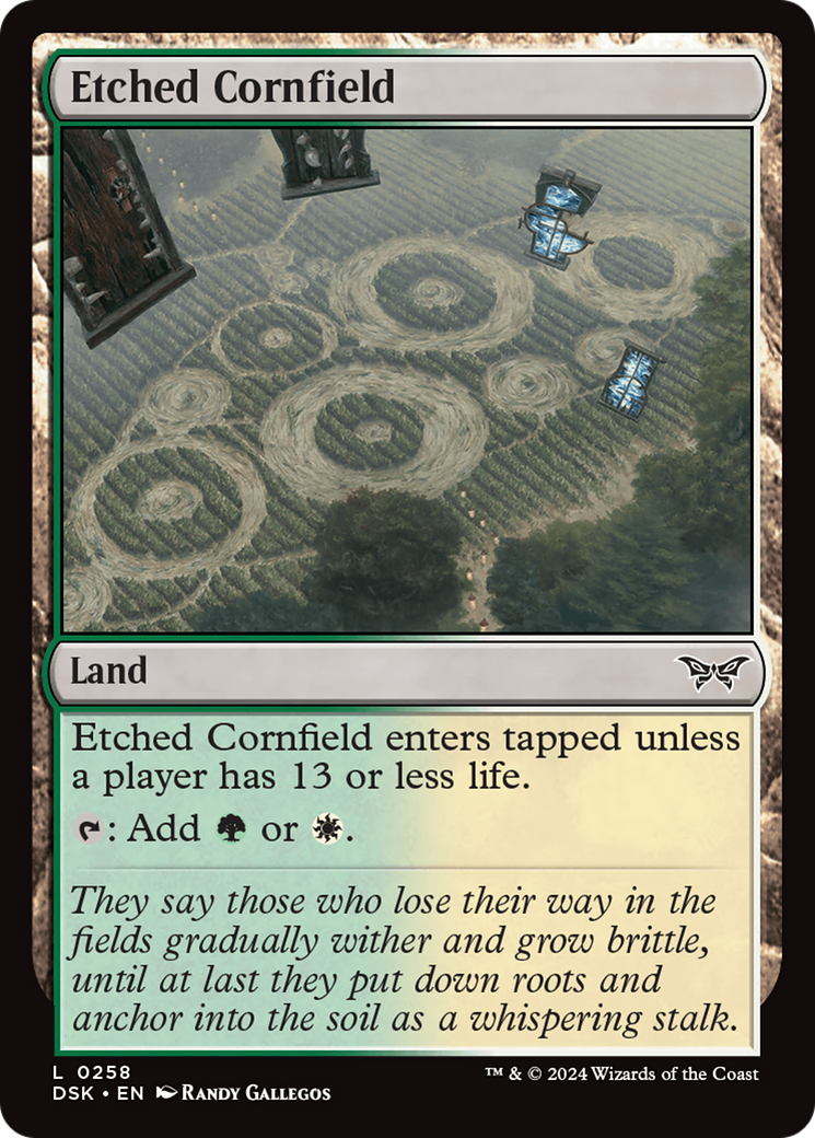 Etched Cornfield (DSK-258) - Duskmourn: House of Horror Foil - Premium MTG Single from Wizards of the Coast - Just $0.25! Shop now at Game Crave Tournament Store