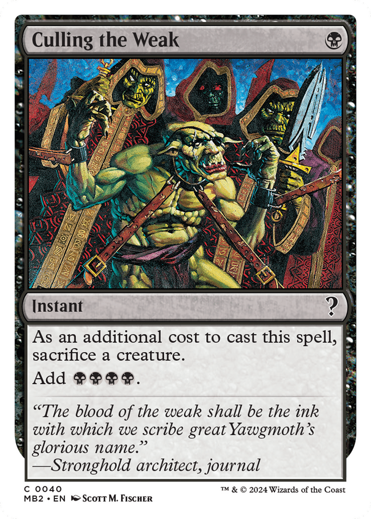 Culling the Weak (MB2-040) - Mystery Booster 2 - Premium MTG Single from Wizards of the Coast - Just $7.54! Shop now at Game Crave Tournament Store