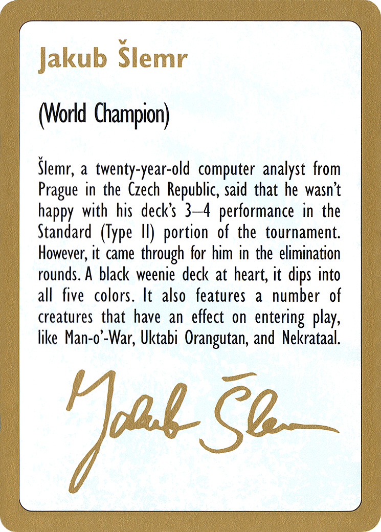 Jakub Šlemr Bio (WC97-JS0A) - World Championship Decks 1997 - Premium MTG Single from Wizards of the Coast - Just $0.96! Shop now at Game Crave Tournament Store