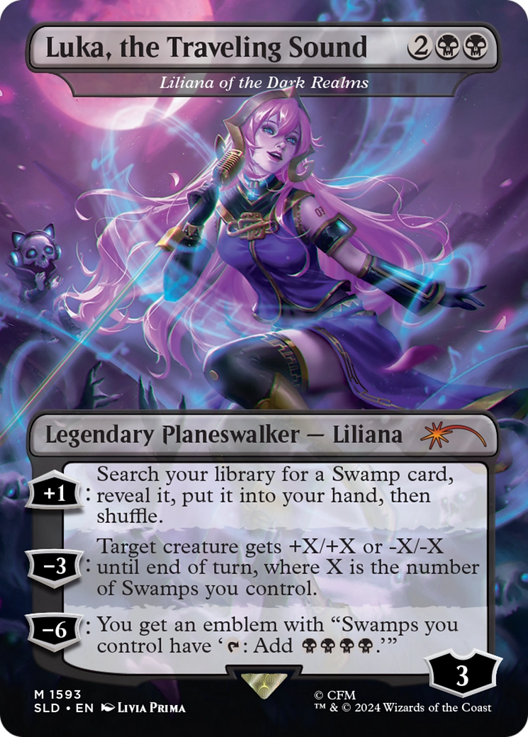 Liliana of the Dark Realms (SLD-1593) - Secret Lair Drop / Luka, the Traveling Sound (Borderless) - Premium MTG Single from Wizards of the Coast - Just $11.32! Shop now at Game Crave Tournament Store