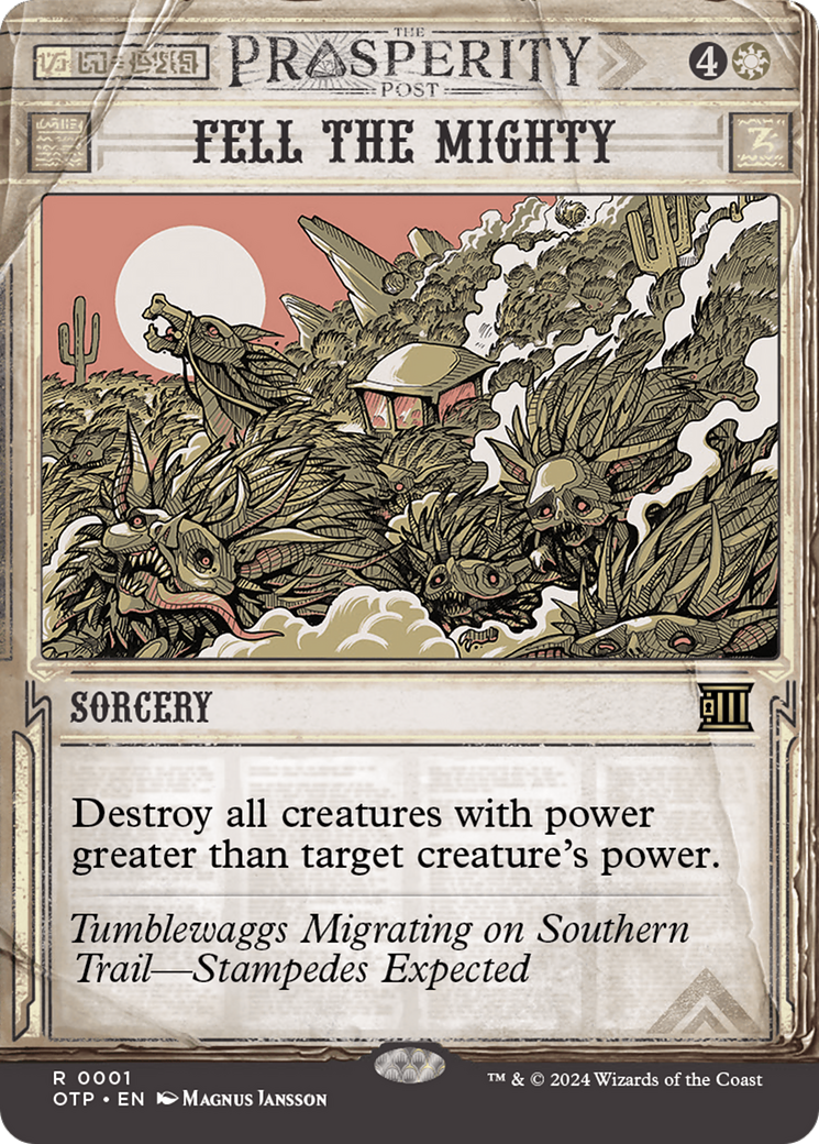 Fell the Mighty (OTP-001) - Breaking News: (Showcase) (Borderless) - Premium MTG Single from Wizards of the Coast - Just $0.26! Shop now at Game Crave Tournament Store