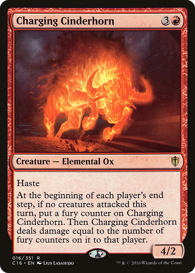 Charging Cinderhorn (C16-016) - Commander 2016 - Premium MTG Single from Wizards of the Coast - Just $0.08! Shop now at Game Crave Tournament Store