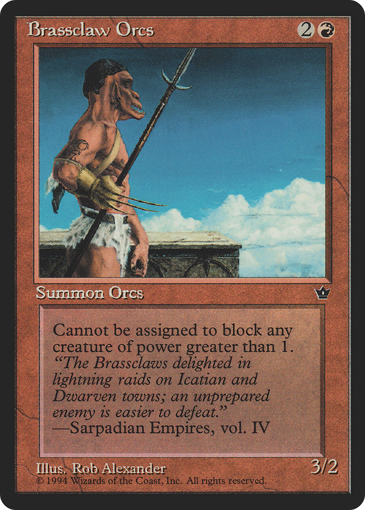 Brassclaw Orcs (FEM-49A) - Fallen Empires - Premium MTG Single from Wizards of the Coast - Just $0.08! Shop now at Game Crave Tournament Store