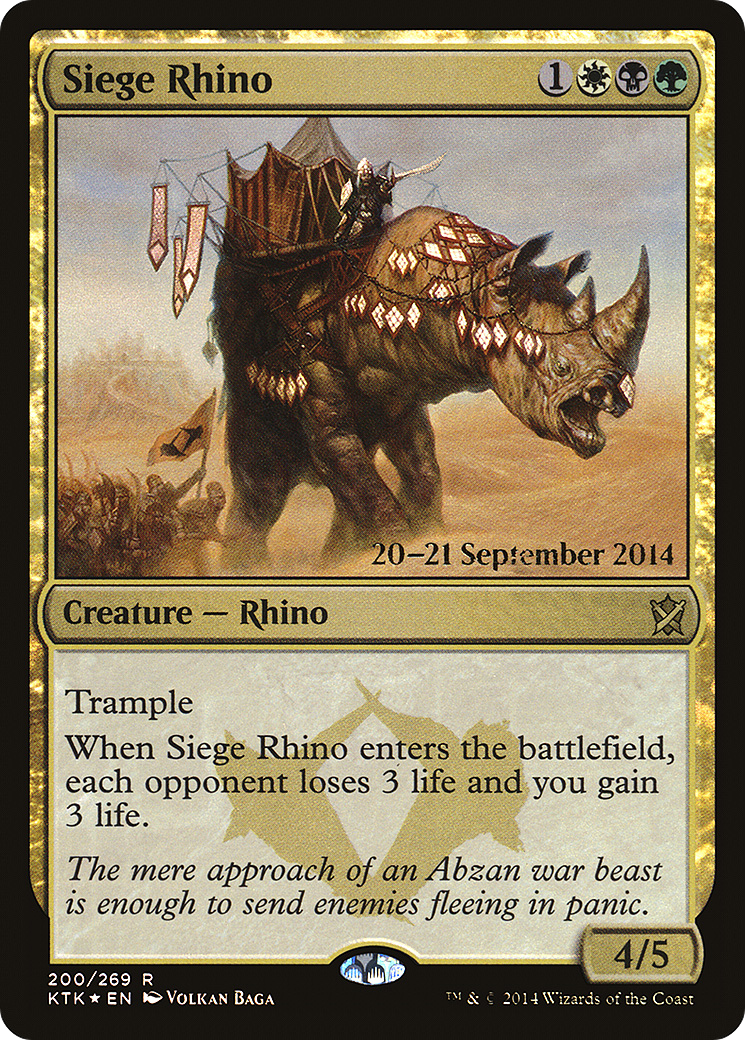 Siege Rhino (PKTK-200S) - Khans of Tarkir Promos Foil - Premium MTG Single from Wizards of the Coast - Just $0.64! Shop now at Game Crave Tournament Store