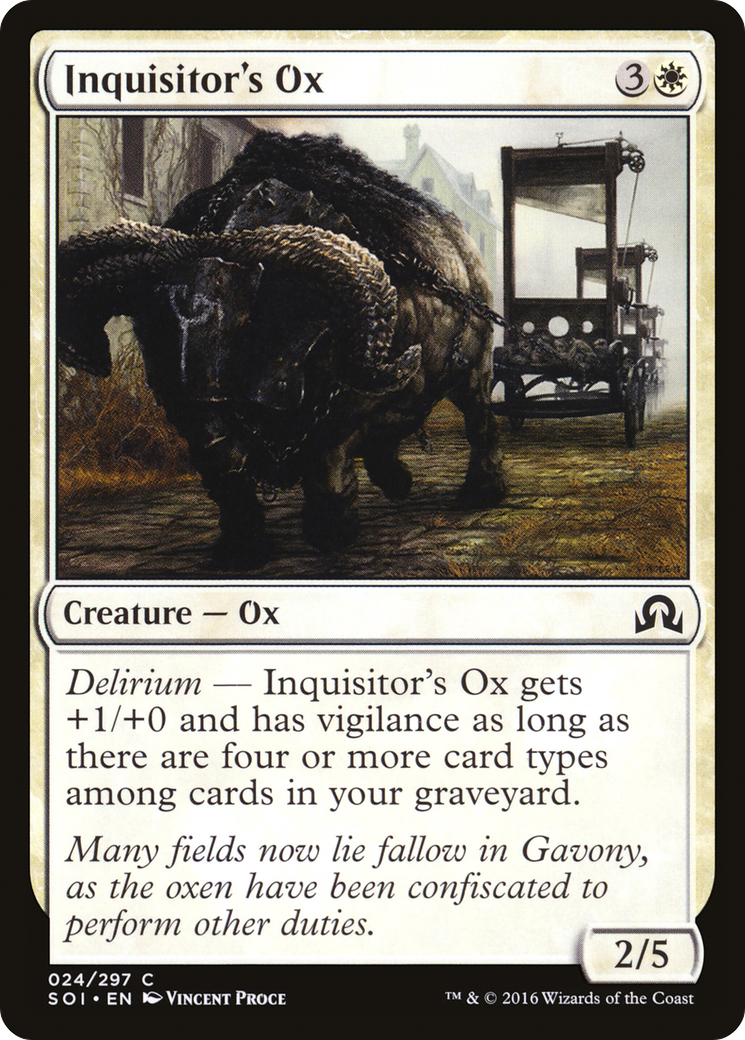 Inquisitor's Ox (SOI-024) - Shadows over Innistrad Foil - Premium MTG Single from Wizards of the Coast - Just $0.08! Shop now at Game Crave Tournament Store