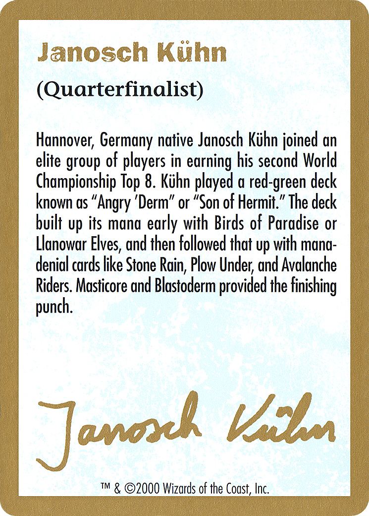 Janosch Kühn Bio (2000) (WC00-JK0A) - World Championship Decks 2000 - Premium MTG Single from Wizards of the Coast - Just $0.12! Shop now at Game Crave Tournament Store