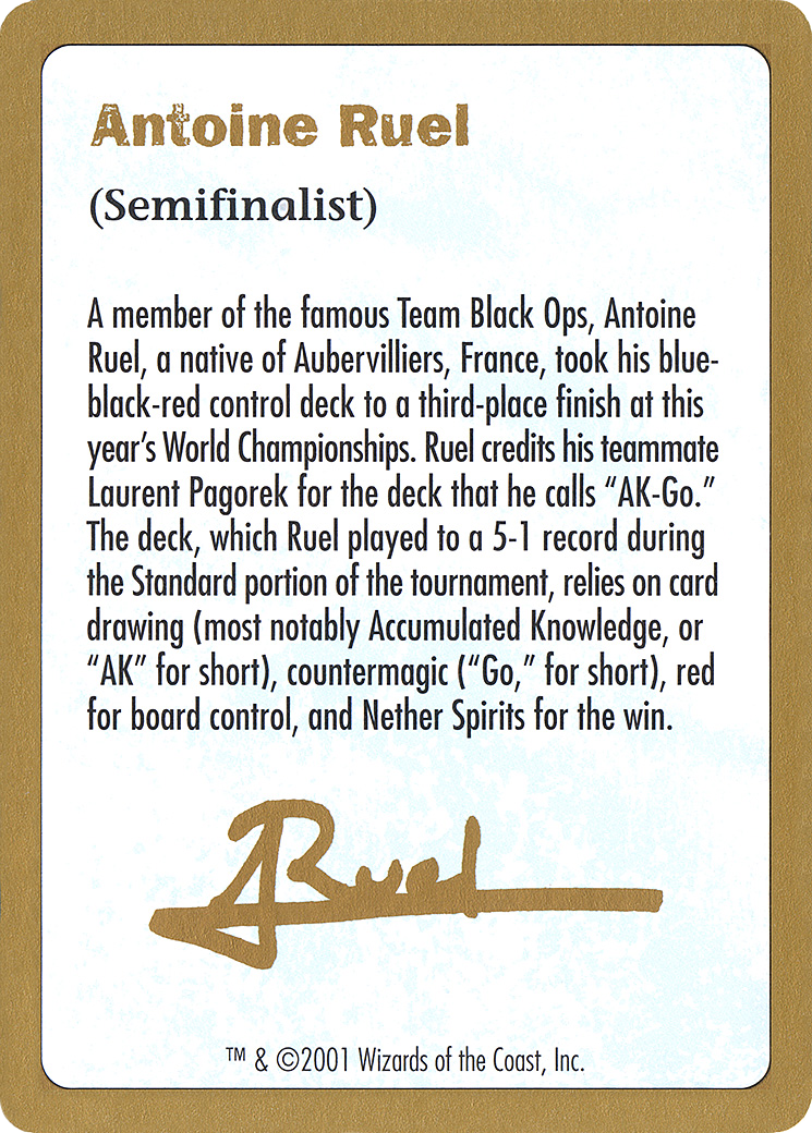 Antoine Ruel Bio (WC01-AR0A) - World Championship Decks 2001 - Premium MTG Single from Wizards of the Coast - Just $2.40! Shop now at Game Crave Tournament Store