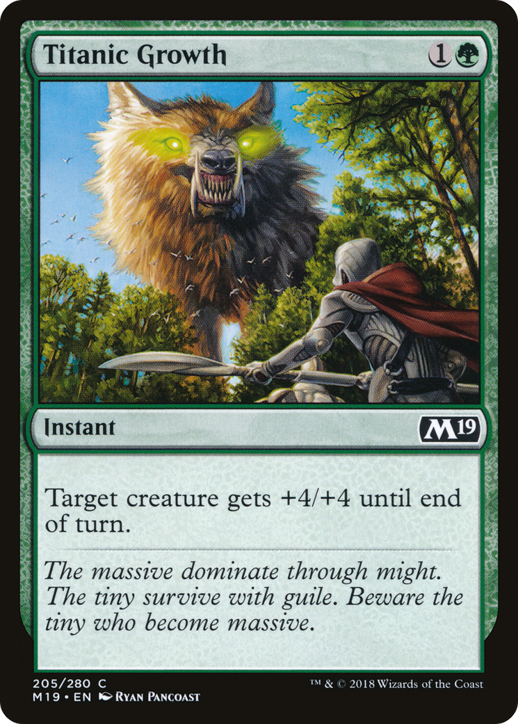 Titanic Growth (M19-205) - Core Set 2019 Foil - Premium MTG Single from Wizards of the Coast - Just $0.08! Shop now at Game Crave Tournament Store