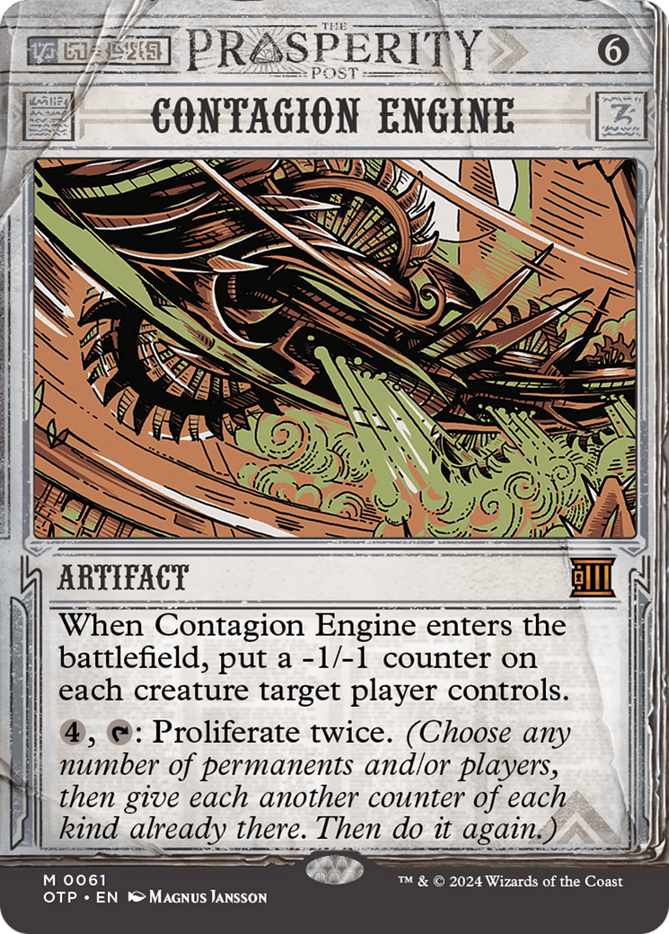 Contagion Engine (OTP-061) - Breaking News: (Showcase) (Borderless) Foil - Premium MTG Single from Wizards of the Coast - Just $3.78! Shop now at Game Crave Tournament Store