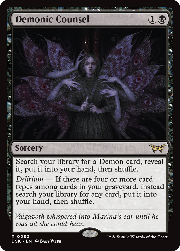 Demonic Counsel (DSK-092) - Duskmourn: House of Horror Foil - Premium MTG Single from Wizards of the Coast - Just $1.50! Shop now at Game Crave Tournament Store