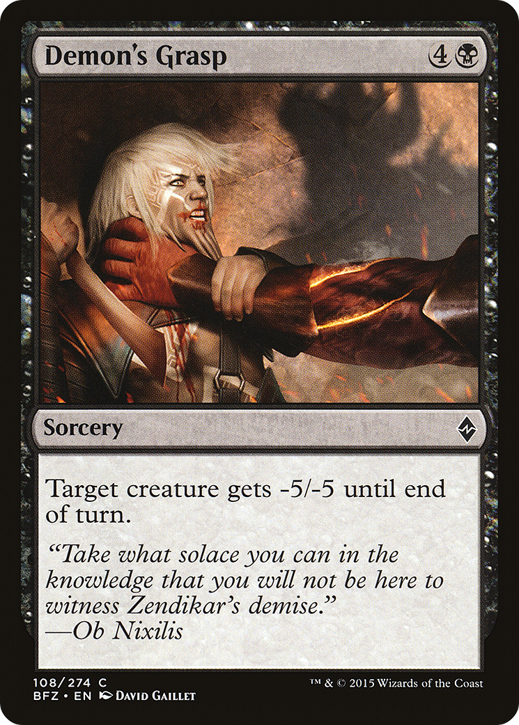 Demon's Grasp (BFZ-108) - Battle for Zendikar Foil - Premium MTG Single from Wizards of the Coast - Just $0.08! Shop now at Game Crave Tournament Store
