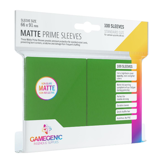 Gamegenic PRIME Sleeves Green (100 ct) - Matte - Standard - Premium Card Sleeves from Gamegenic - Just $7.49! Shop now at Game Crave Tournament Store