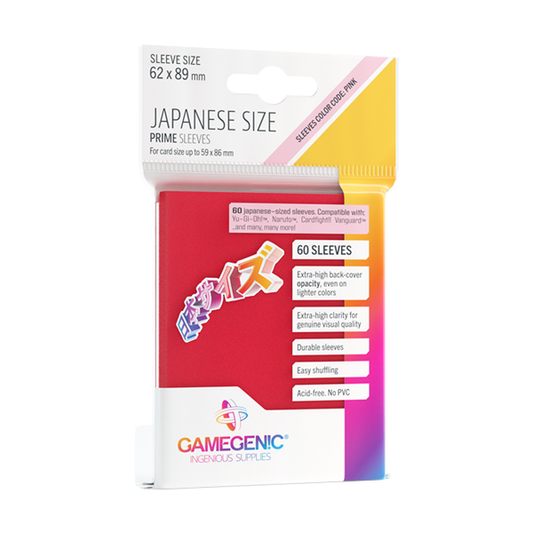 Gamegenic PRIME Sleeves Red (60 ct) - Japanese - Premium Card Sleeves from Gamegenic - Just $3.99! Shop now at Game Crave Tournament Store