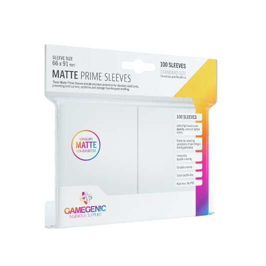 Gamegenic PRIME Sleeves White (100 ct) - Matte - Standard - Premium Card Sleeves from Gamegenic - Just $7.49! Shop now at Game Crave Tournament Store