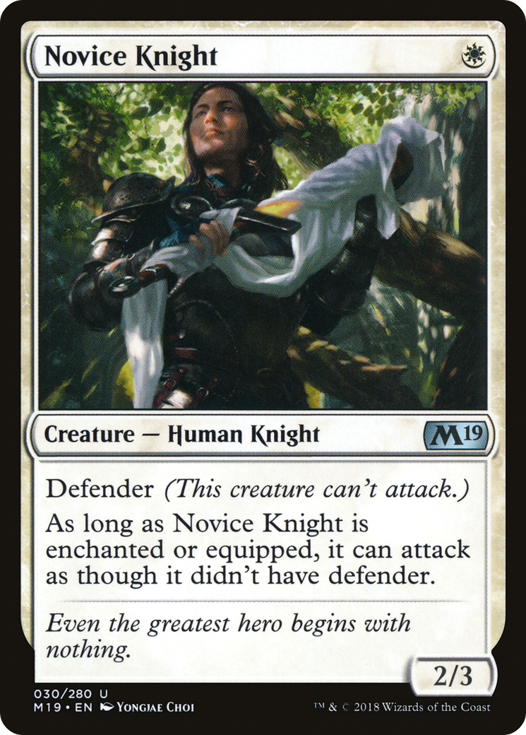 Novice Knight (M19-030) - Core Set 2019 Foil - Premium MTG Single from Wizards of the Coast - Just $0.21! Shop now at Game Crave Tournament Store