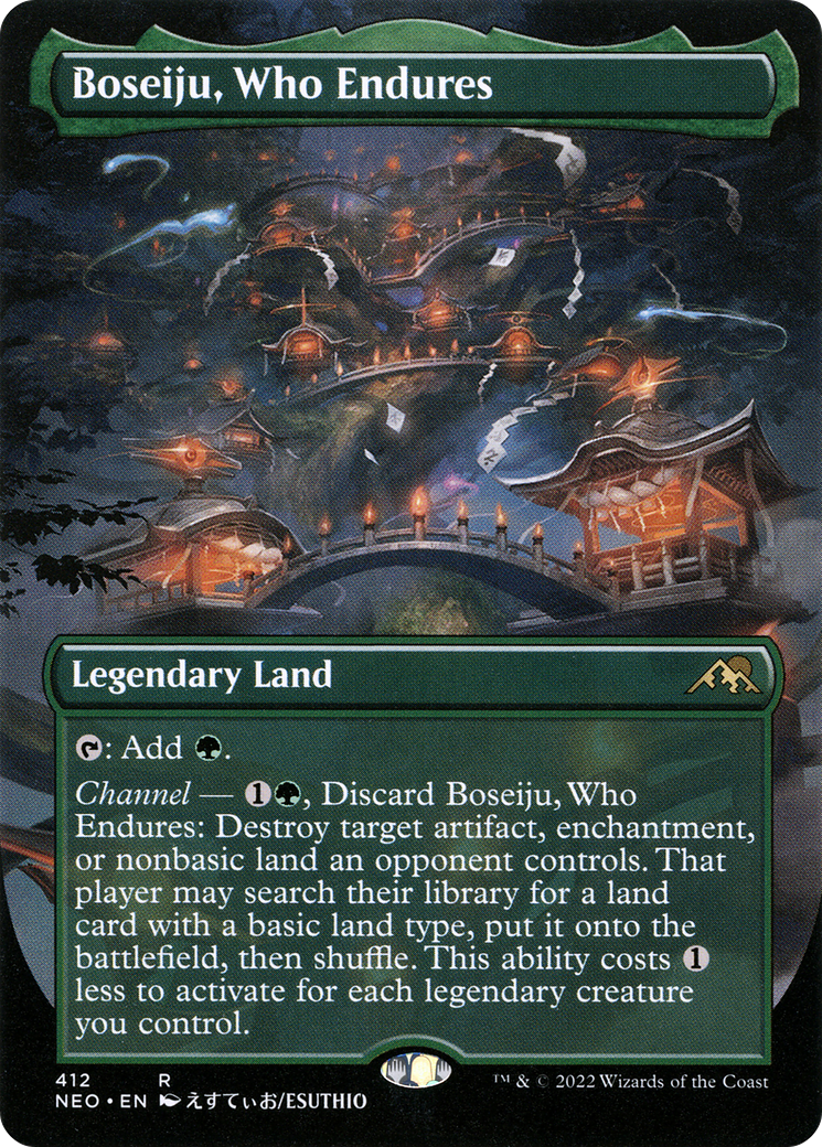 Boseiju, Who Endures (NEO-412) - Kamigawa: Neon Dynasty (Borderless) - Premium MTG Single from Wizards of the Coast - Just $10.09! Shop now at Game Crave Tournament Store