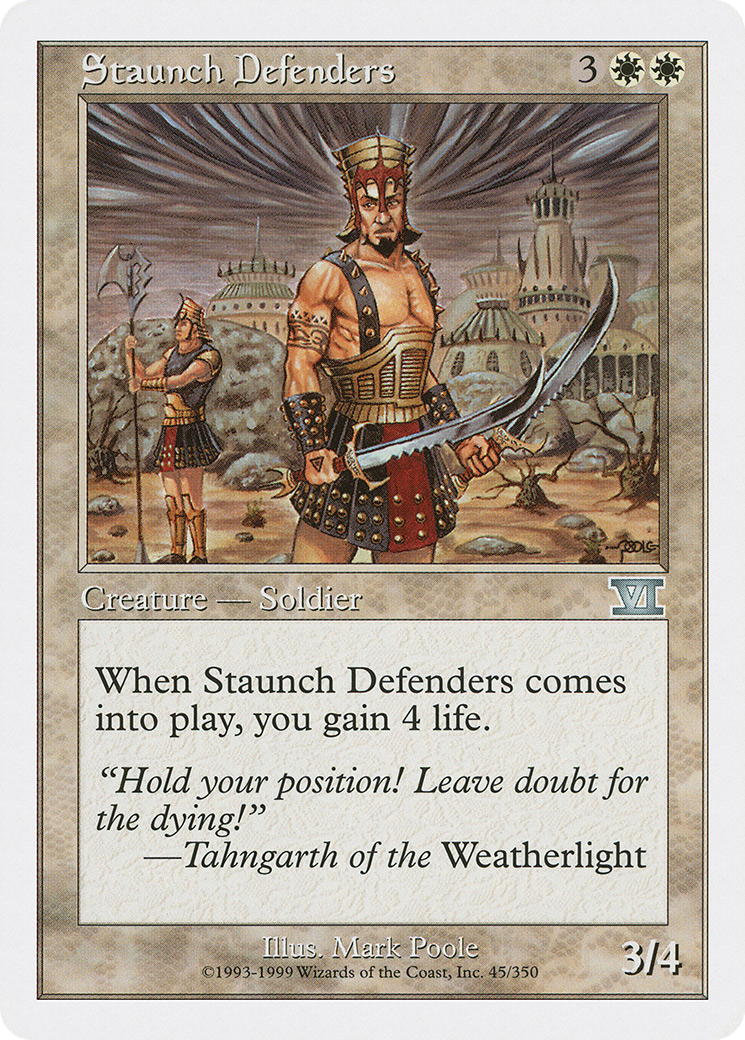 Staunch Defenders (6ED-045) - Classic Sixth Edition - Premium MTG Single from Wizards of the Coast - Just $0.08! Shop now at Game Crave Tournament Store