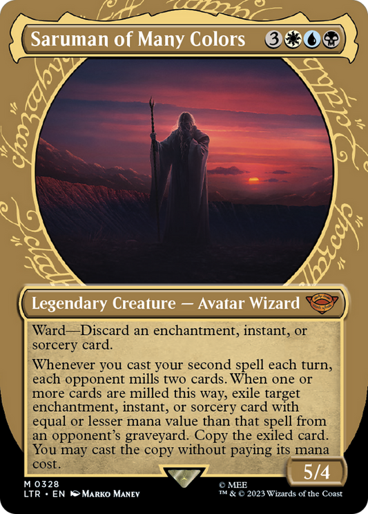 Saruman of Many Colors (LTR-328) - The Lord of the Rings: Tales of Middle-earth: (Showcase) (Borderless) - Premium MTG Single from Wizards of the Coast - Just $0.23! Shop now at Game Crave Tournament Store