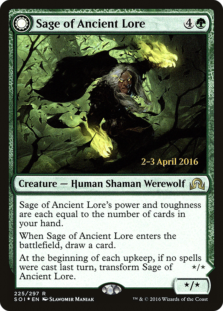 Sage of Ancient Lore // Werewolf of Ancient Hunger (PSOI-225S) - Shadows over Innistrad Promos: (Double Faced Transform) Foil - Premium MTG Single from Wizards of the Coast - Just $0.43! Shop now at Game Crave Tournament Store