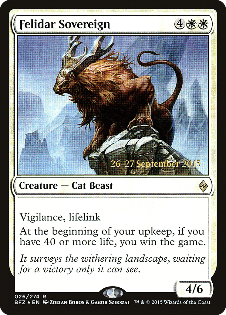 Felidar Sovereign (PBFZ-26S) - Battle for Zendikar Promos Foil - Premium MTG Single from Wizards of the Coast - Just $5.29! Shop now at Game Crave Tournament Store