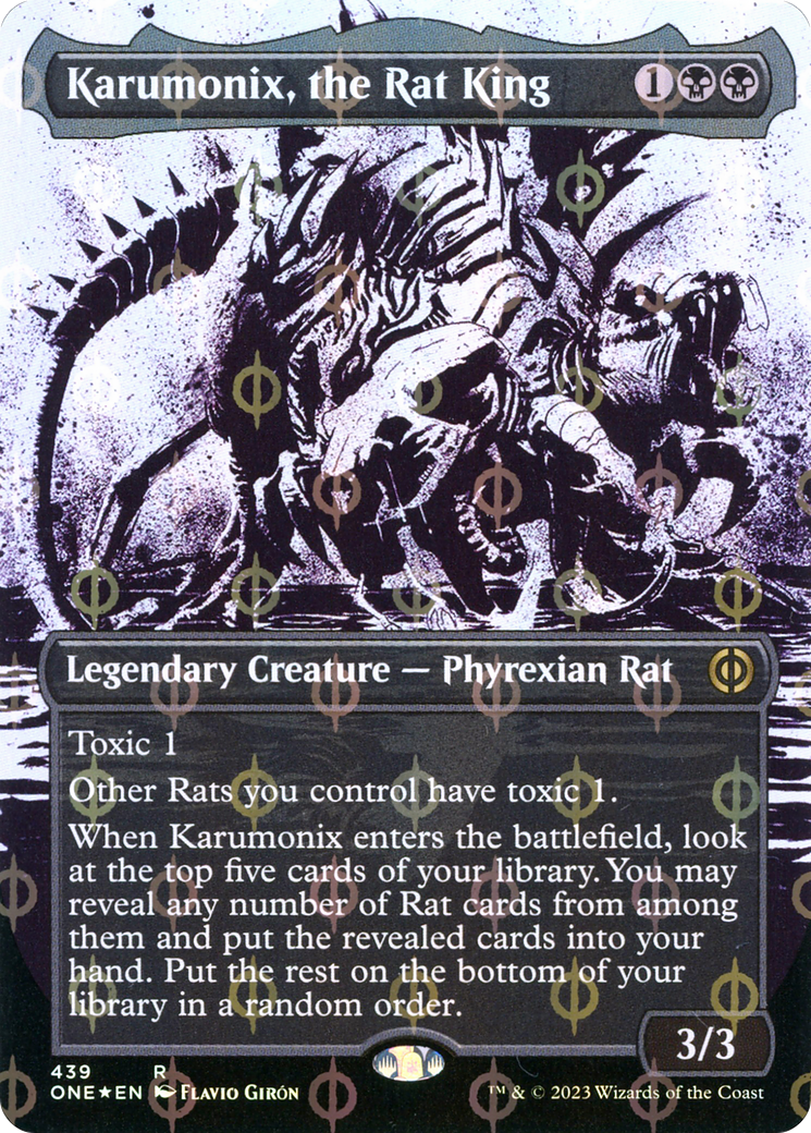 Karumonix, the Rat King (ONE-439) - Phyrexia: All Will Be One: (Showcase) (Borderless) Foil - Premium MTG Single from Wizards of the Coast - Just $1.49! Shop now at Game Crave Tournament Store